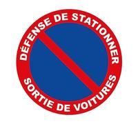 Autocollant Vinyl Waterproof Protection Anti-UV - Sticker Adhésif Signalétique Rond Laminé Plastifié Résistant à l'eau et aux UV - Défense de Stationner Sortie de Voitures - Diamètre 25 cm