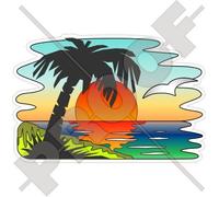 Autocollant vinyle Motif coucher de soleil tropical avec palmier/vacances exotiques 150 mm
