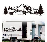 Autocollant Voiture Stickers Ours, Noir Autocollant Montagne Voiture, Sticker Camping Car Exterieur, Montagnes Autocollants pour Camion, Caravane, Van, 100 x 28 cm