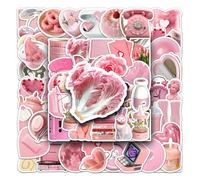 Autocollants 10x10x1.5cm coffret de 50 autocollants roses élégance raffinée matériau PVC imperméable décor DIY personnalisable