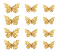Autocollants 3D 12 pièces Décoratifs Papillon Autocollants Muraux Diy Art Stickers Ornements De Chambre D'Enfants Trois Taill