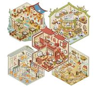 Autocollants 3D Maison Miniature pour Scrapbooking, 5 Sets Stickers Décoratifs DIY, Des Gommettes Autocollante qui Soulage le Stress et Améliore la Concentration, pour Enfants/Adultes (avec Pincette)