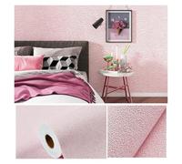 Autocollants 3d Pour Carrelage Lin 3D Mousse Auto-adhésif PVC Couleur Unie Épaissie Imperméable Fond Mur Rénovation Papier Peint Stickers Muraux Décoration Intérieure(Diatom Pink,1000cmx50cm)
