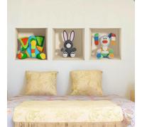 Autocollants 3D représentant des éléphants, des lapins gris et des lapins multicolores, 40 x 120 cm