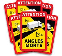Autocollants Angles morts poids lourd officiel - Lot de 6 - GARANTIE 8 ANS - Anti-UV - Anti Rayure - Qualité prémium - Très haute résistance - Stickers Attention angle mort camion - 17 x 25 cm
