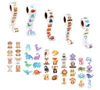 Autocollants Animaux en 5 Rouleau - Ensemble de 2500 Autocollants Animaux Ronds, Gommettes Colorées pour Enfants, pour Cadeaux Récompenses et Décoration Créative