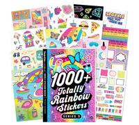 Autocollants Basic Fun Fashion Angels 1000+ Totally Rainbow - Livre d’autocollants lumineux pour filles avec licornes, arcs-en-ciel, cœurs - Parfait pour journaux et loisirs créatifs - 6+ âges