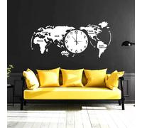 Autocollants carte du monde - Horloge murale DIY métallisée