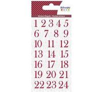 Autocollants chiffres floqués rouges pour Calendrier de l'Avent - Barok NA G