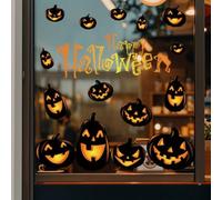 Autocollants Citrouille Halloween 30x30cm pour statique Autocollants | Motif citrouille luminescent, ambiance effrayante la nuit, pour idéal fenêtre vitrine, design 30x30cm