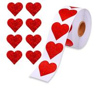 Autocollants Coeur d'amour, 500PCS Autocollants en Forme de Cœur, 3.8cm Valentin Stickers, Autocollant Holographique Coeur, Autocollants Coeur, pour Noël Mariage Cadeau ou Enveloppe
