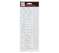 Autocollants Contour - avec Amour - Argent sur Blanc