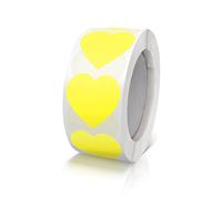Autocollants Cœur Gleb Autocollants adhésifs en forme de cœur Rouleau 25mm petit codage couleur Heart Sticker pour mariages scrapbooking cadeaux 500 pièces Jaune