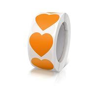 Autocollants Cœur Orange Étiquettes Autocollantes En Forme De Cœur Rouleau 25mm Petit Code Couleur Heart Sticker Pour Mariages Scrapbooking Cadeaux 500 Pièces