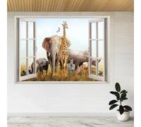 Autocollants de décoration murale 3D écrasés Animal Éléphant Autocollant mural Tatouage mural pour chambre d'enfant Chambre de bébé Salle de bain Salon Décoration d'intérieur 70x122cm
