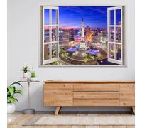 Autocollants de décoration murale 3D écrasés Architecture Urbaine Autocollant mural Tatouage mural pour chambre d'enfant Chambre de bébé Salle de bain Salon Décoration d'intérieur 70x122cm