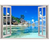 Autocollants de décoration murale 3D écrasés Plage Nature Autocollant mural Tatouage mural pour chambre d'enfant Chambre de bébé Salle de bain Salon Décoration d'intérieur 70x122cm