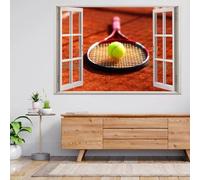 Autocollants de décoration murale 3D écrasés Tennis Autocollant mural Tatouage mural pour chambre d'enfant Chambre de bébé Salle de bain Salon Décoration d'intérieur 70x122cm