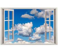 Autocollants de décoration murale Ciel Nuageux Stickers Muraux Stickers Muraux 3D Famille mural pour chambre d'enfant, salon, pépinière, décoration murale 70x122cm