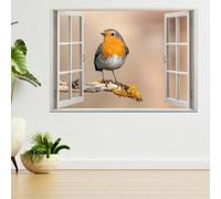 Autocollants de décoration murale Oiseau Stickers Muraux Stickers Muraux 3D Famille mural pour chambre d'enfant, salon, pépinière, décoration murale 70x122cm