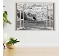 Autocollants de décoration murale Surf Stickers Muraux Stickers Muraux 3D Famille mural pour chambre d'enfant, salon, pépinière, décoration murale 70x122cm