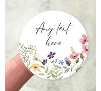 Autocollants de fleurs sauvages personnalisés 4-26cm, autocollants imperméables personnalisés pour douche, mariage, enterrement de vie de jeune fille, douche nuptiale, anniversaire, baptême, merci, bo