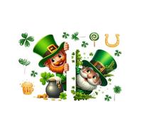 Autocollants de la Saint-Patrick, Autocollants de Fenêtre de Trèfle Irlandais Leprechaun GNOME Shamrock Pièce d'or Amovibles Sticker Mural de Saint-Patrick, Autocollants Irlandais Porte-Bonheur
