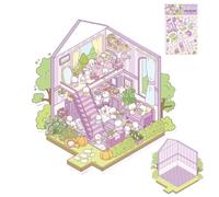 Autocollants de maison miniature, autocollants de maison créatifs miniatures | Décalcomanies pour ordinateur portable à effet 3D | Outil de décoration de scrapbooking, décalcomanies d'aménagement pays