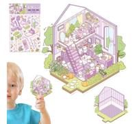 Autocollants de maison miniature, autocollants de maison créatifs miniatures | Décalcomanies pour ordinateur portable à effet 3D | Outil de décoration de scrapbooking, décalcomanies d'aménagement pays