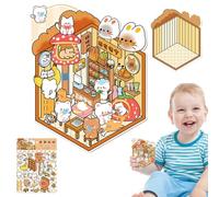 Autocollants de maison miniature, autocollants de maison créatifs miniatures | Décalcomanies pour ordinateur portable à effet 3D | Outil de décoration de scrapbooking, décalcomanies d'aménagement pays