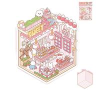 Autocollants de maison miniature créatifs, autocollants de scène miniature, autocollants muraux décoratifs effet 3D - Outil de décoration de scrapbooking, autocollants de valise de téléphone portable
