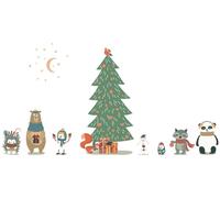 Autocollants de Noël avec des animaux enchantés – Autocollants de Noël – Décoration festive – 180 x 120 cm