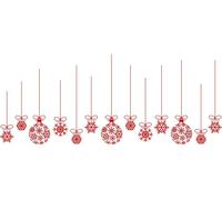 Autocollants de Noël, guirlande de boules de Noël rouges – autocollants de Noël – Décoration de Noël – 110 x 110 cm