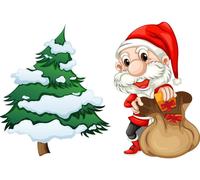 Autocollants de Noël : Père Noël et sapin de Noël – Autocollants de Noël – Décoration de Noël – 100 x 145 cm