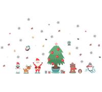 Autocollants de Noël représentant le Père Noël et des animaux scandinaves – Autocollants de Noël – Décoration de fête – 150 x 100 cm