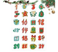 Autocollants De Numéro De Calendrier De L'Avent De Noël, Chiffres Autocollants Pour Calendrier De L'avent, Numéro Gommettes Noël, 1-24 Autocollants Numéros, Autocollants De Scellage De Cadeaux