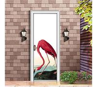 Autocollants De Porte 3D Pour Portes Intérieures Flamant Rose Animal Rouge 90 X 200 Cm Étanche Porte Autocollant Effet Papier Peint Diy Peintures Murales Chambre Porte - Photos De Porte - Peintures M