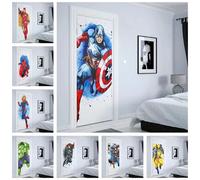 Autocollants de porte style aquarelle Marvel Superhero Stickers imperméables Graffiti Mur Décoratif Art Décor DIY Dessin animé Sticker mural~00947
