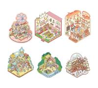 Autocollants de Scène 6 Set 3D House Stickers DIY Adorables Autocollants 3D