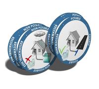 Autocollants de signalisation - Eau potable (eau de ville) / non potable (eau de pluie) - 6 stickers ronds - 9,5cm