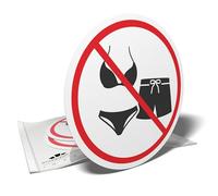 Autocollants de signalisation - Maillots interdits - 3 stickers ronds - 10cm - Usage Intérieur/Extérieur
