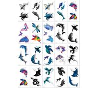 Autocollants De Tatouage De Papillon De Dinosaure De Tortue De Libellule Réaliste En Trois Dimensions D'Animaux De Simulation 3D Pour Enfants Et Adultes 105 * 60mm