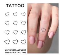 Autocollants de tatouage temporaire imperméables en forme de petit cœur, imperméables longue durée pour une à deux semaines, pour le cou, Plam, les doigts, 1 pièce.