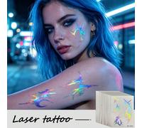 Autocollants de tatouage temporaire K-Pop Demon 25 pièces - Autocollants de tatouage temporaire Anime Hunter Halloween Cosplay Costume Autocollants de tatouage rayés multicolores laser et violet Papet