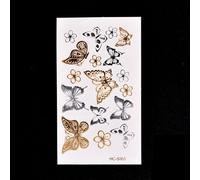 Autocollants De Tatouage Temporaire Papillon Doré 3d, 11x6cm, Étanche, Flash D'art Corporel