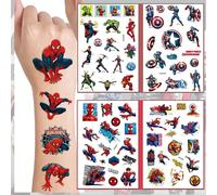 Autocollants de tatouage temporaires de dessin animé The Avengers Iron Man, 4 pièces/ensemble, pour fête d'anniversaire, tatouages Spider Man, décoration