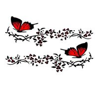 Autocollants décoratifs - LARGEIGHT - Lot de 2 - Papillon - Noir - Universels pour SUV et camions