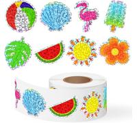 Autocollants d'été, 500pcs Autocollants Hawaï, Autocollant de Plage d'été, Sticker Été, Autocollant Thème Plage Hawaïenne, pour Fête, Vacances, Scrapbooking, Journal, Artisanat