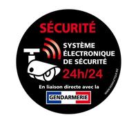 Autocollants dissuasifs pour système électronique de sécurité - SIGNALETIQUE.BIZ FRANCE - Diamètre 75 mm - Noir