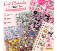 Autocollants en PET de personnages Sanrio, 4 feuilles, Hello Kitty Kuromi Melody Cinnamoroll Pompompurin Pochacco, pour jouets pour filles D-4Sheets